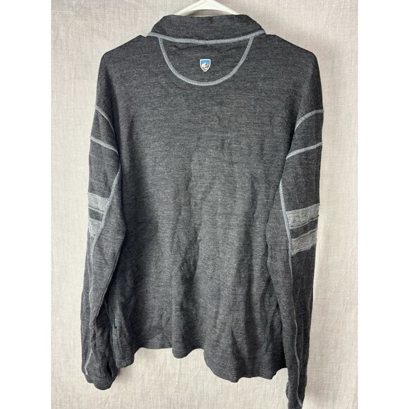 Kuhl Merino Team Ski Sweater Mens XL Gray 100% Wool Knit 1/4 Zip Pullover - Picture 7 of 9